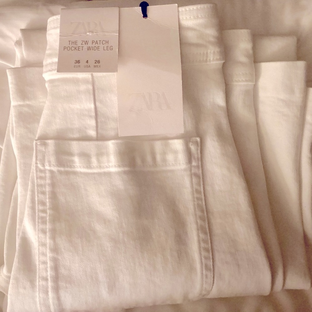 Zara White Patch Pocket Wide Leg Jeans US size 4 or 26 - Picture 5 of 5